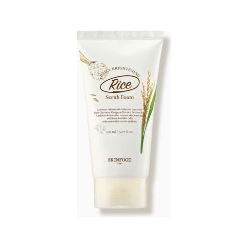 SKINFOOD Rice Daily Brightening Scrub Foam 150ml | Gentle Exfoliating Facial Cleanser with Rice Extract | For Dull & Dry Skin Types
