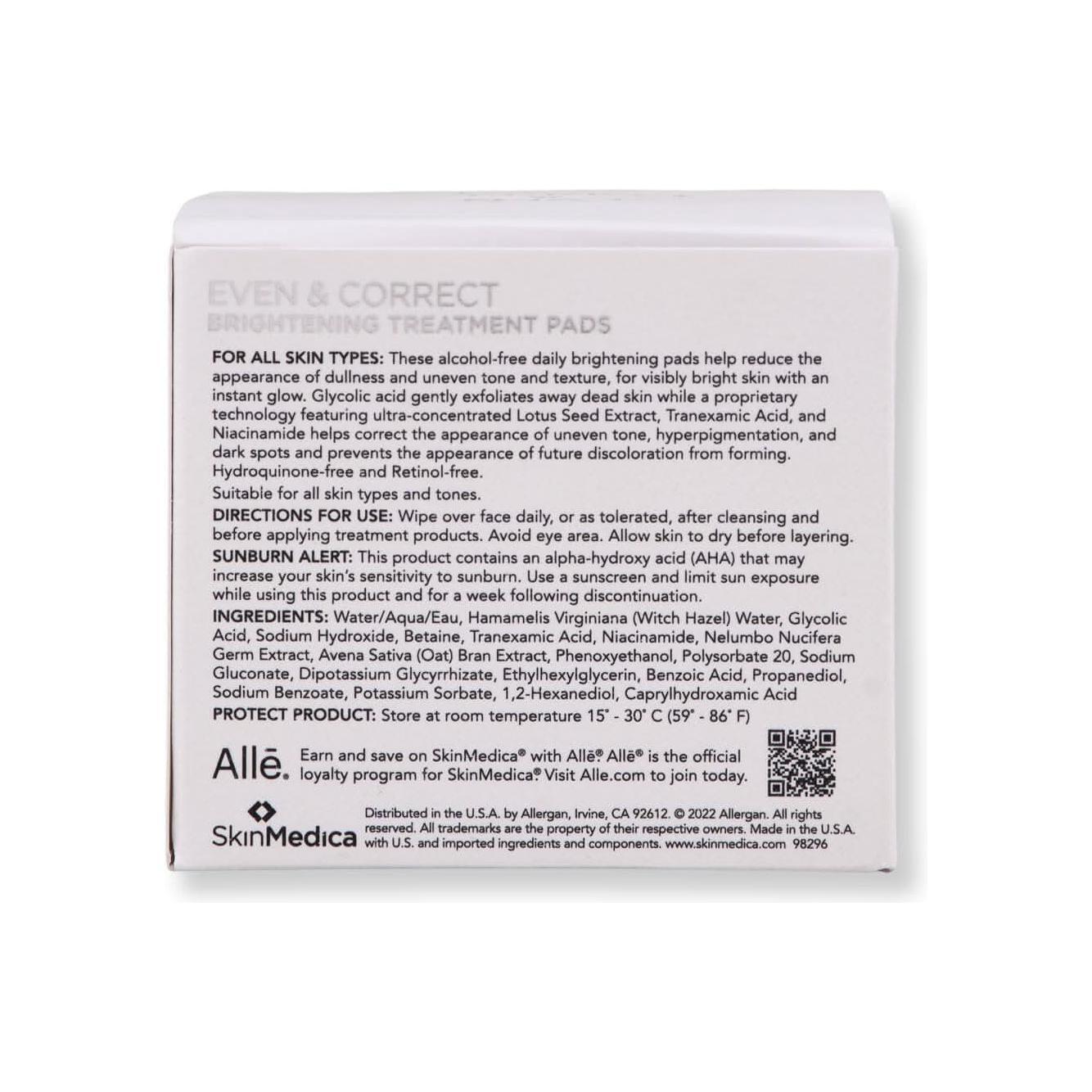 SkinMedica Even & Correct Brightening Treatment Pads 60 Pads Even & Correct Brightening Treatment Pads ¨C 60 Pads | Radiance-Boosting Exfoliating Pads