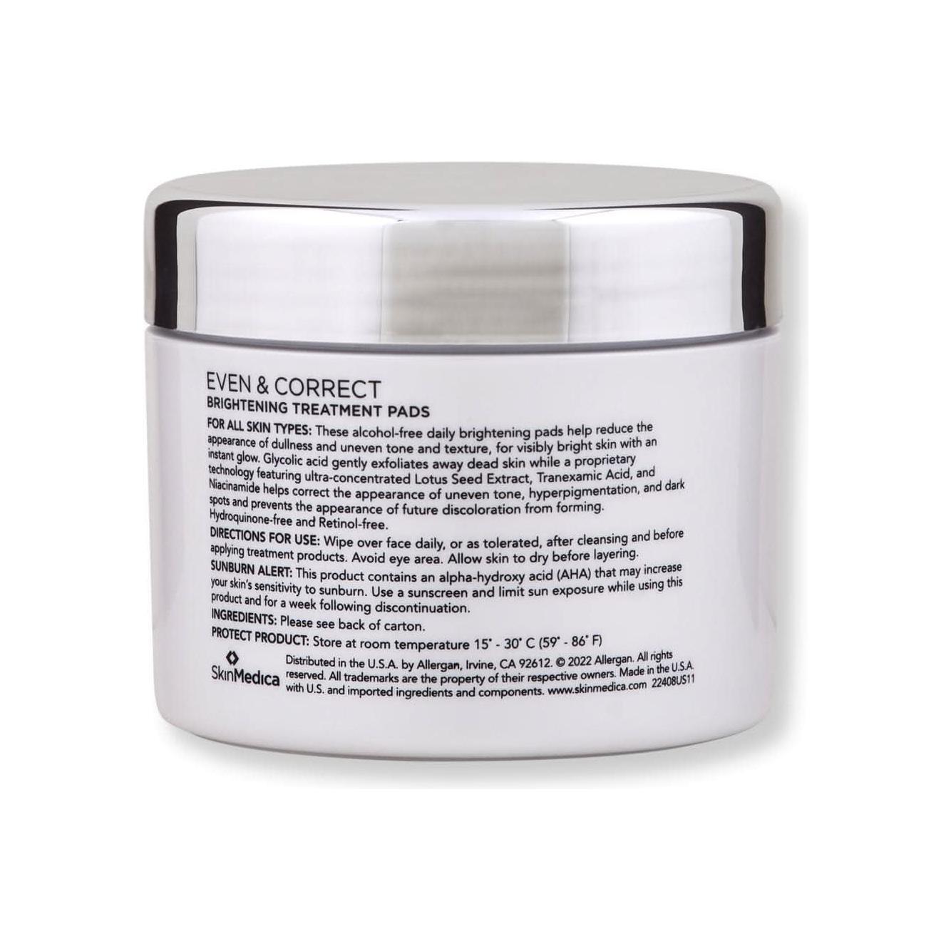 SkinMedica Even & Correct Brightening Treatment Pads 60 Pads Even & Correct Brightening Treatment Pads ¨C 60 Pads | Radiance-Boosting Exfoliating Pads