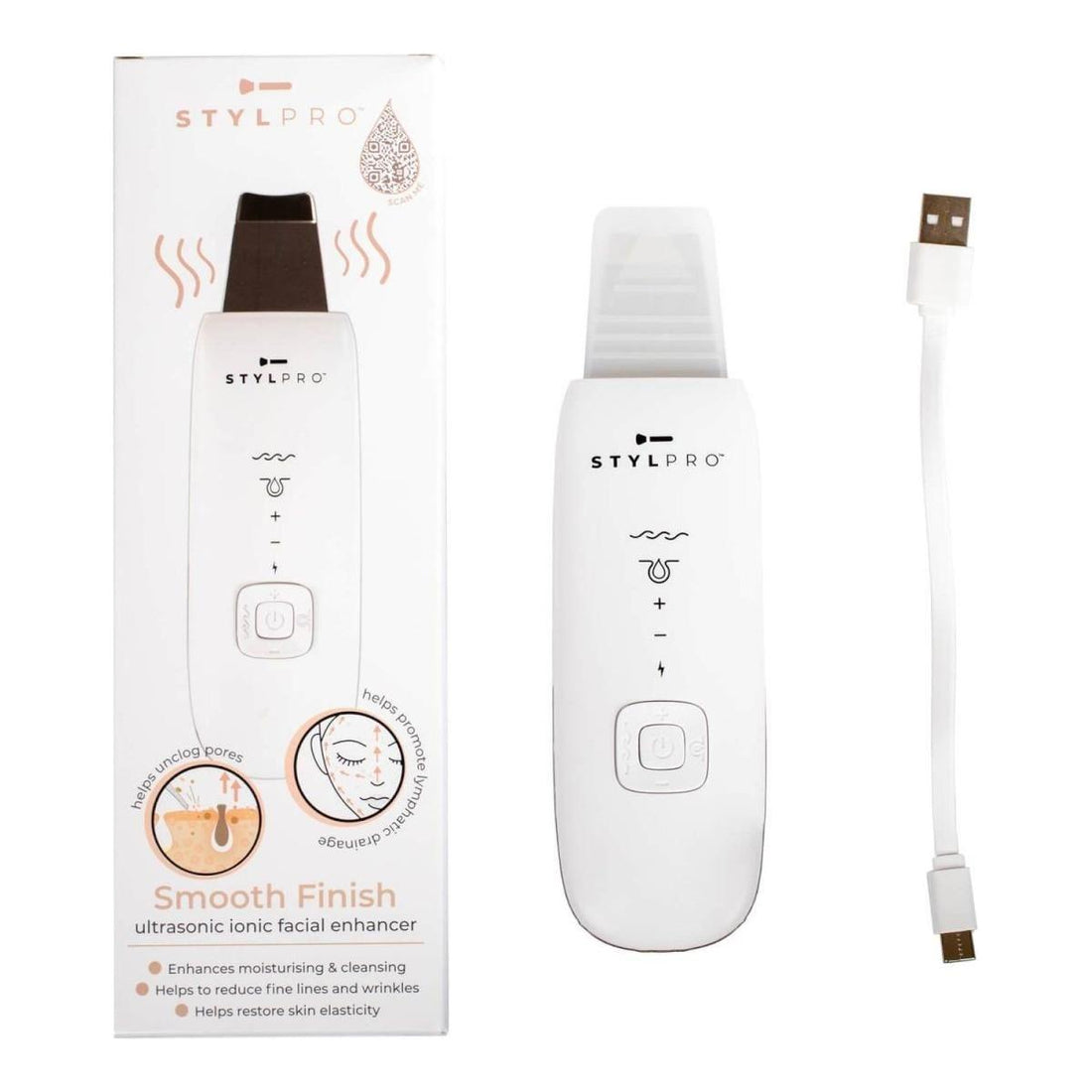 StylPro Smooth Finish Ultrasonic Skincare Device | Deep Cleansing, Exfoliation & Enhanced Product Absorption