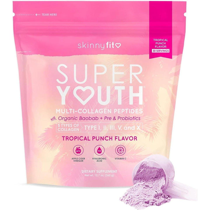 Super Youth Tropical Punch Multi-Collagen Peptides - 30 Servings | Hair, Skin, Nail & Joint Support skinnyfit