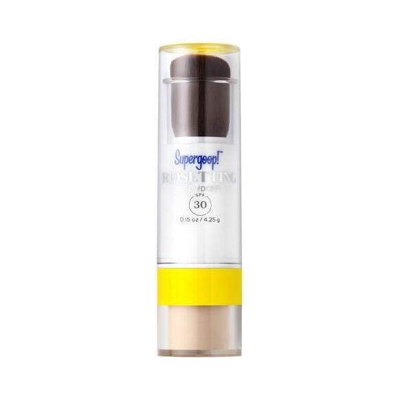 Supergoop (Re)Setting 100% Mineral Powder SPF 30  4g Shine-Control Setting Powder with Built-In SPF Protection & Brush