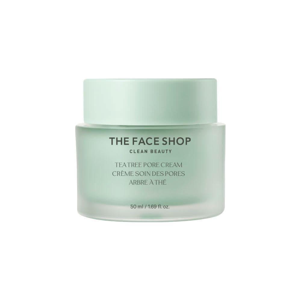 THE FACE SHOP Tea Tree Pore Cream 50ml | Soothing, Oil-Control Daily Moisturiser for Acne-Prone & Blemish-Prone Skin
