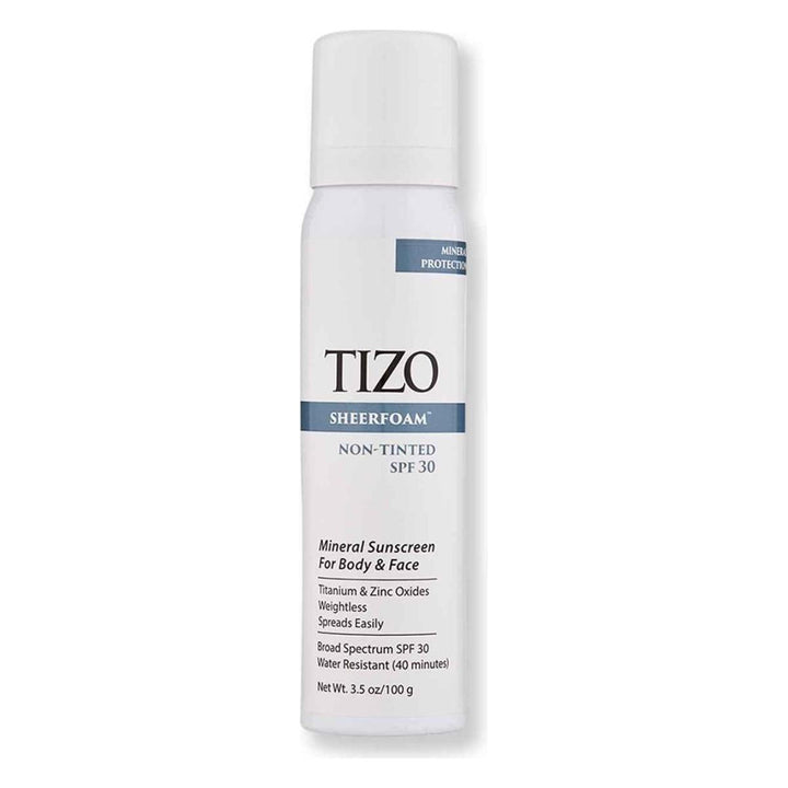 TIZO SheerFoam Non-Tinted SPF 30 100g | Weightless Mineral Sunscreen Foam with Vitamins C & E