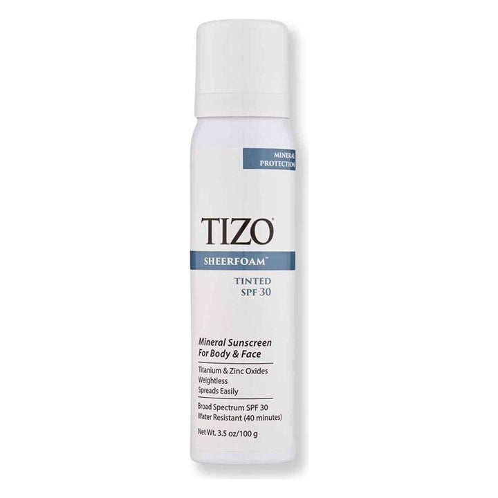 TIZO SheerFoam Tinted SPF 30 100g | Weightless Tinted Mineral Sunscreen Foam with Vitamins C & E