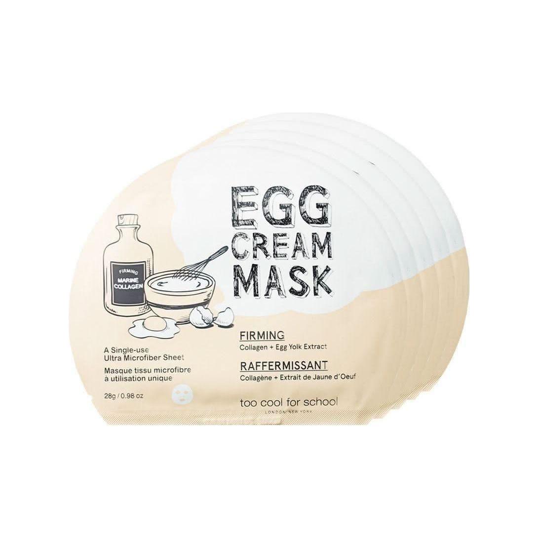 TOO COOL FOR SCHOOL Egg Cream Mask Firming Set 5 Sheets Your 20-Minute "Lunchtime Lift" for a Bouncier, Youthful Glow!