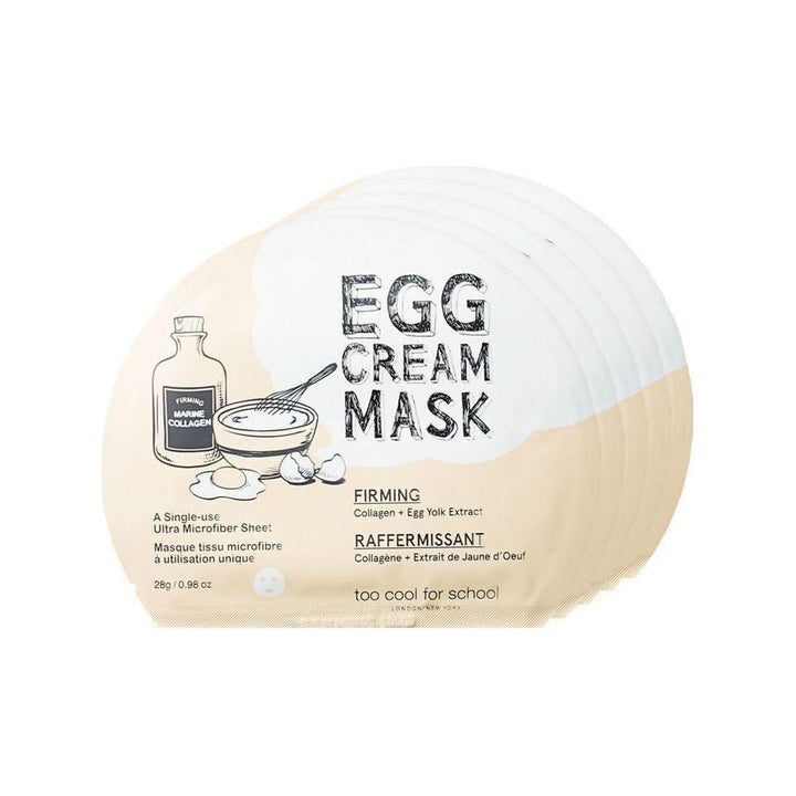 TOO COOL FOR SCHOOL Egg Cream Mask Firming Set 5 Sheets Your 20-Minute "Lunchtime Lift" for a Bouncier, Youthful Glow!