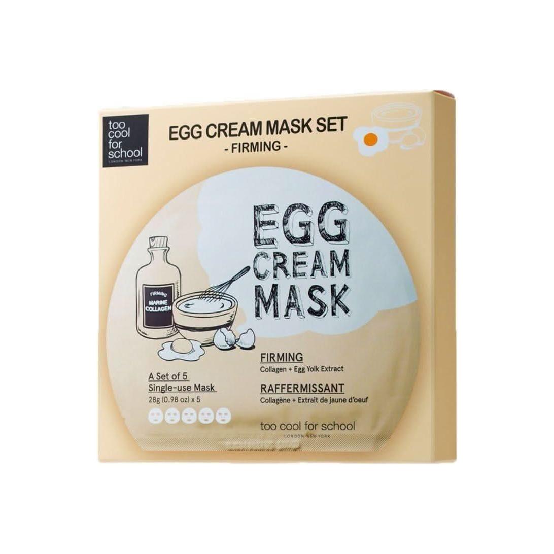 TOO COOL FOR SCHOOL Egg Cream Mask Firming Set 5 Sheets Your 20-Minute "Lunchtime Lift" for a Bouncier, Youthful Glow!