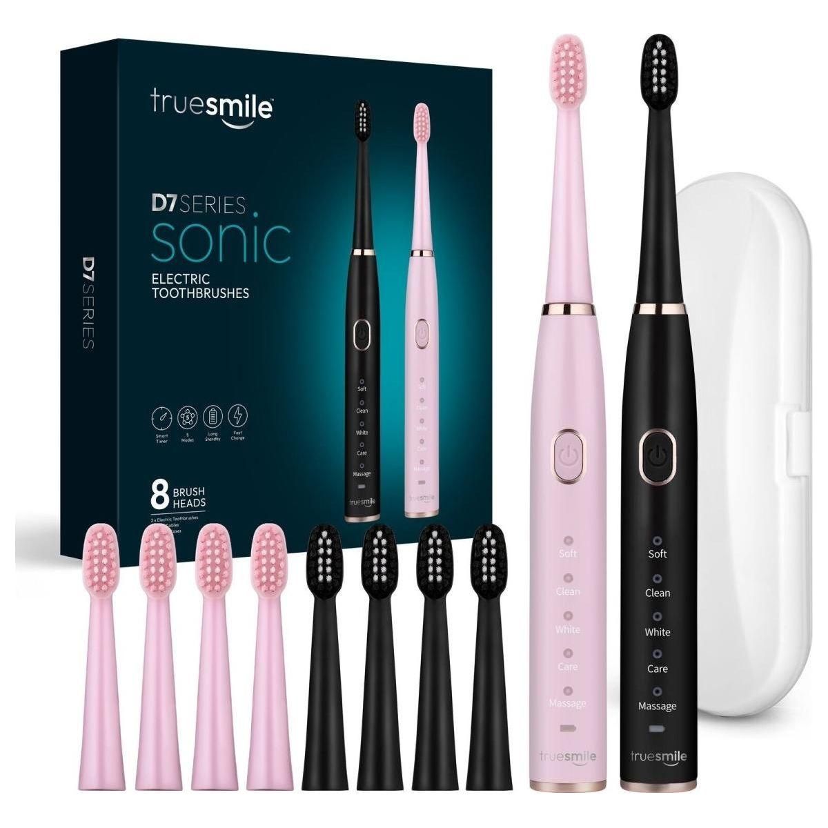 Trusmile Sonic Electric Toothbrush USB Rechargeable | Deep Cleaning with 4 or 8 Brush Heads & Travel Case Options