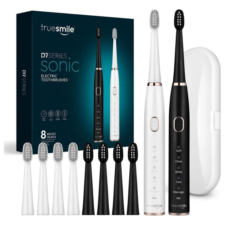 Trusmile Sonic Electric Toothbrush USB Rechargeable | Deep Cleaning with 4 or 8 Brush Heads & Travel Case Options