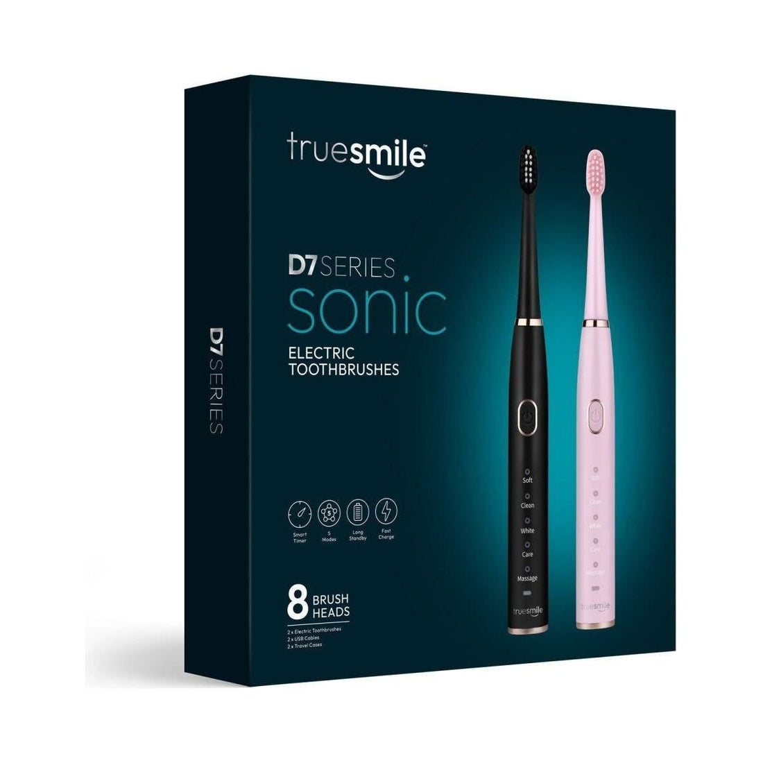 Trusmile Sonic Electric Toothbrush USB Rechargeable | Deep Cleaning with 4 or 8 Brush Heads & Travel Case Options