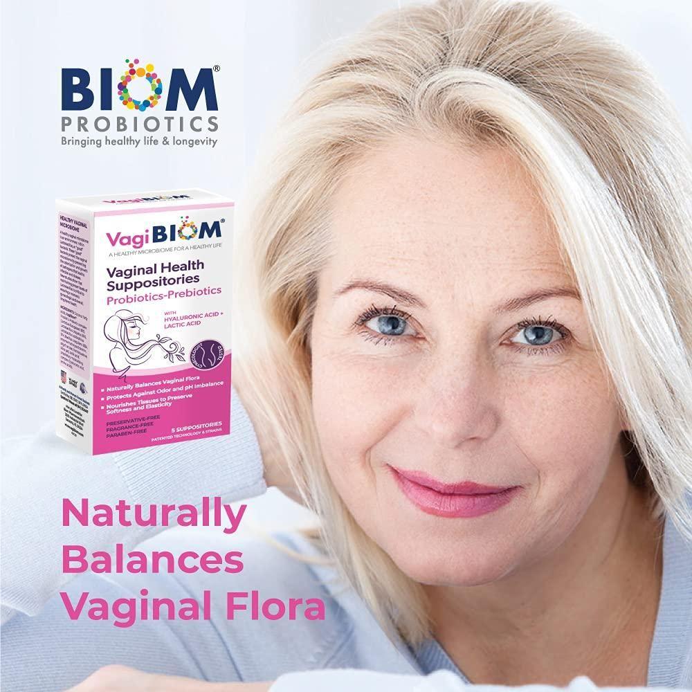 Vagibiom Lactobacillus Vaginal Suppository 5 Count | Microbiome Balance, pH Support & Soothing Relief