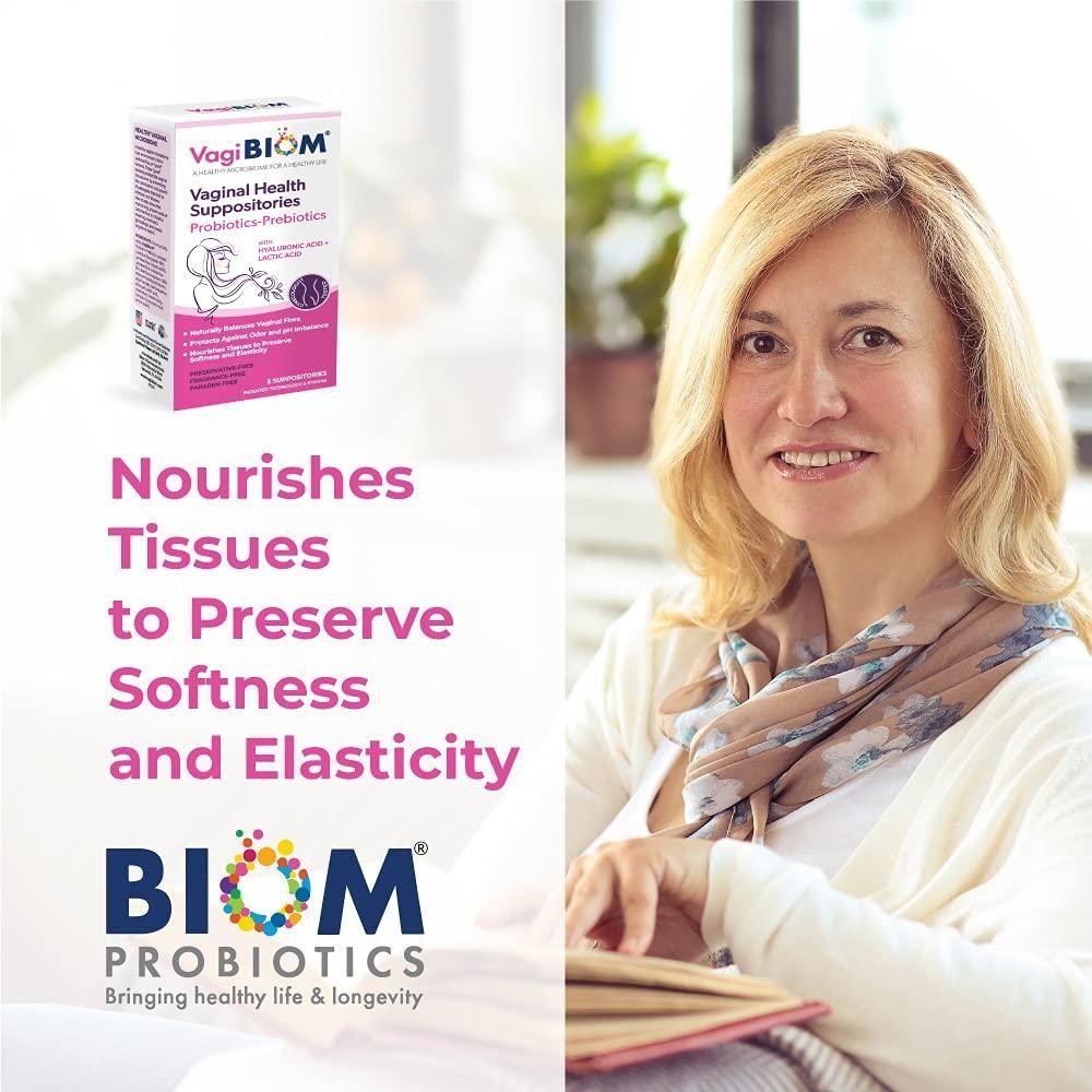 Vagibiom Lactobacillus Vaginal Suppository 5 Count | Microbiome Balance, pH Support & Soothing Relief