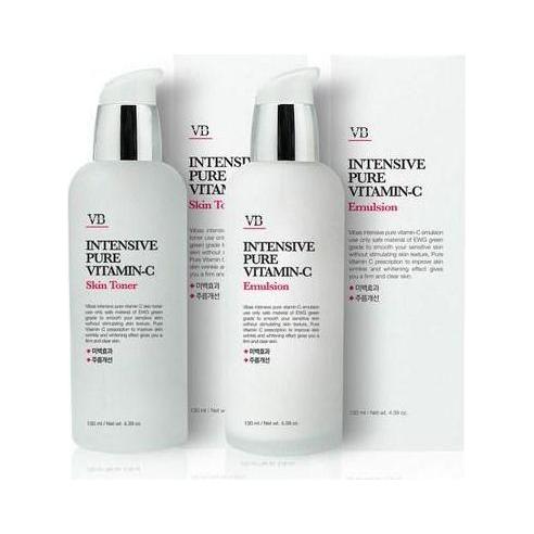 VIBAS Intensive Pure Vitamin C Skin Toner & Emulsion Set Brightening & Anti-Wrinkle Duo with Stabilized Vitamin C