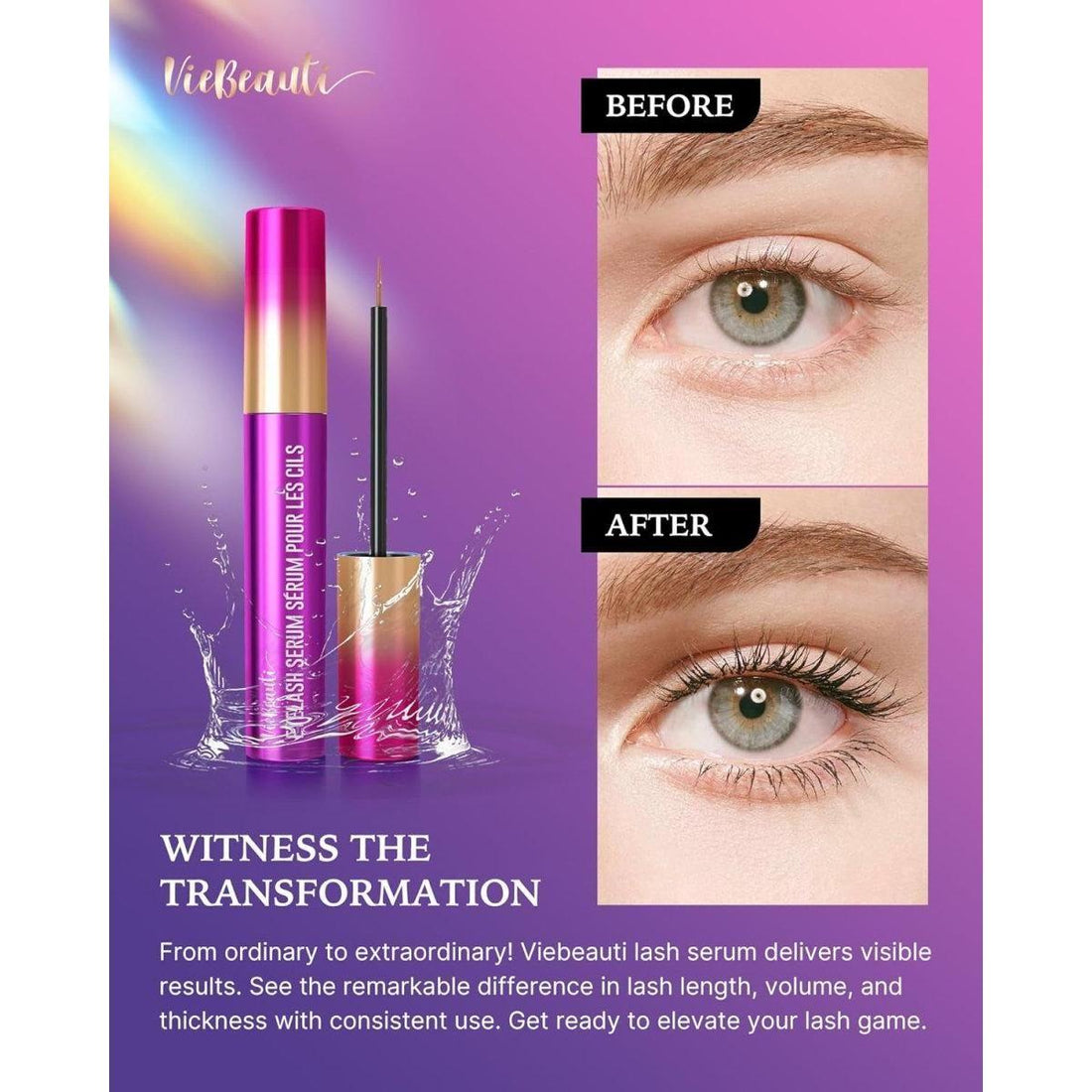 VieBeauti Premium Lash Serum 3ml | Lengthen, Strengthen & Nourish Your Lashes Naturally VieBeauti