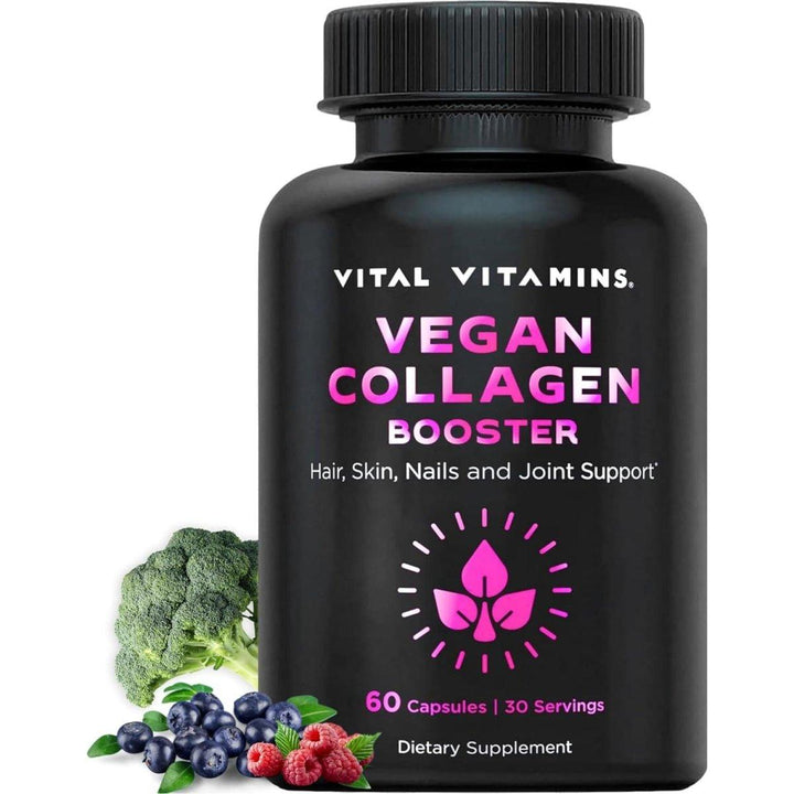 Vital Vitamins Vegan Collagen Booster 60 Capsules | Plant-Based Beauty Support for Skin, Hair, Nails &amp; Joints
