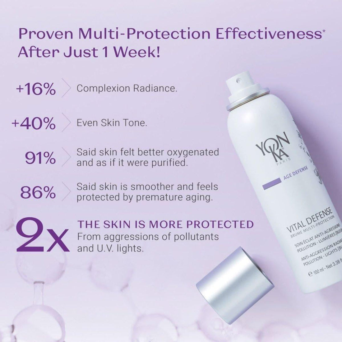 YonKa Paris Vital Defense Brume Multi Protection Mist 100ml  Pollution Shield Face Mist to Hydrate, Soothe & Protect All Day